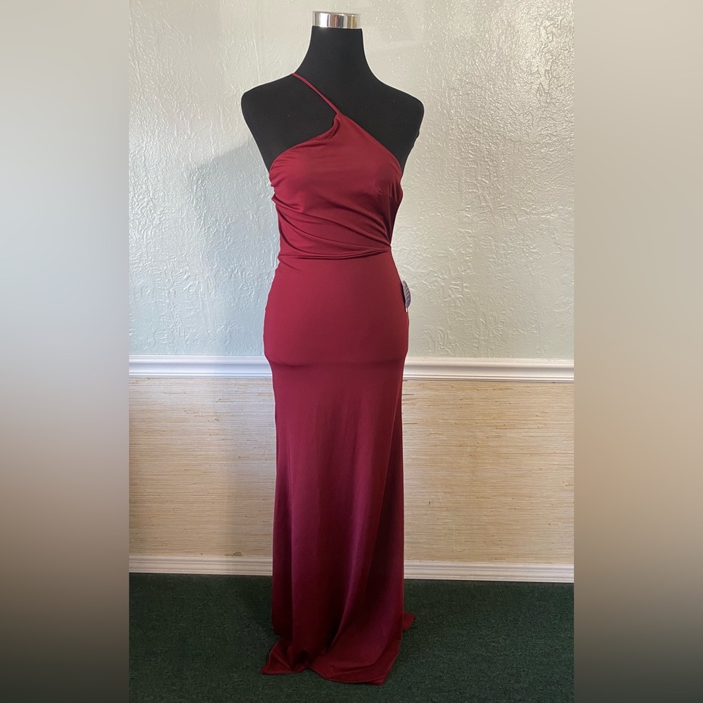 Burgundy one shoulder dress
